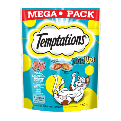 TEMPTATIONS - [MEGA Size]Mixups Tuna; Shrimp & Salmon Flavor Cat Treats (160g) 007979