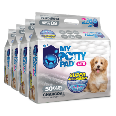 MY POTTY PAD [BoxSet]Lite Charcoal- Pet Sheet (M) (45cm x 60cm) (50 pads x 4) Pet Training Sheets