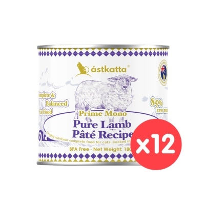 ASTKATTA - [12罐裝] 純溯系列 純淨天然肉醬罐  純羊肉 (180g x12) 貓主食罐頭 361581