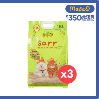 [箱裝] 韓國天然豌豆豆腐貓砂 除臭益生菌＋活性炭+木薯 綠茶味 2.0mm (18L x3)