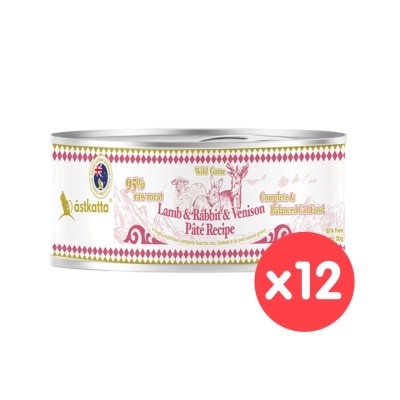 ASTKATTA [12罐裝] 野境系列 純淨天然肉醬罐  羊肉&兔肉&鹿肉 (80g x12) 貓主食罐頭 361550