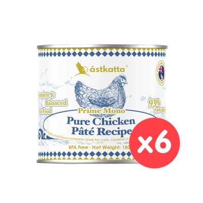 ASTKATTA [6罐裝] 純溯系列 純淨天然肉醬罐  純雞肉 (180g x6) 貓主食罐頭 361574