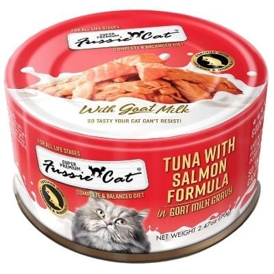 FUSSIE CAT 金鑽羊奶肉汁 吞拿魚三文魚肉純天然貓罐頭 (70g) 13349