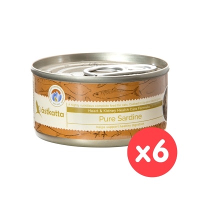 ASTKATTA - [6 CAN]Astkatta Pure Sardine (Heart Kidney Health Care Formula) Cat Can (80g x6) 361338
