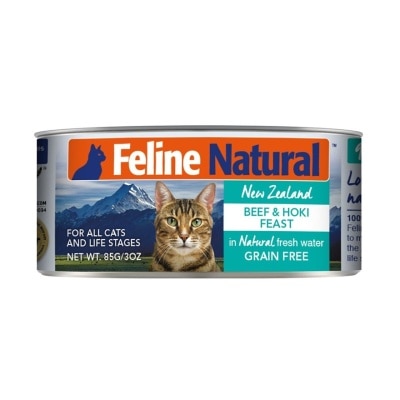 FELINE NATURAL F9 貓罐頭 - 牛肉 藍尖尾鱈魚 (85g) 014640 新舊包裝 隨機發送