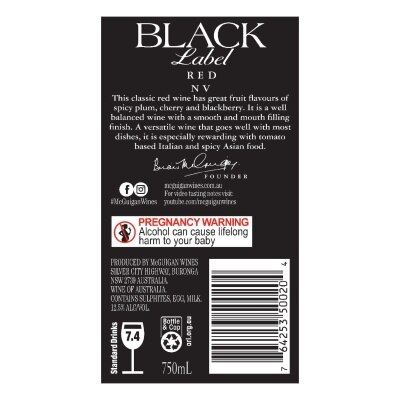 MCGUIGAN 黑標紅酒 750毫升 (6支)