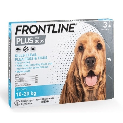 FRONTLINE - [行貨] Frontline Plus 10-20KG 狗用殺蚤防牛蜱滴劑 *加強版 (1.34ml x 3)狗用殺蝨滴