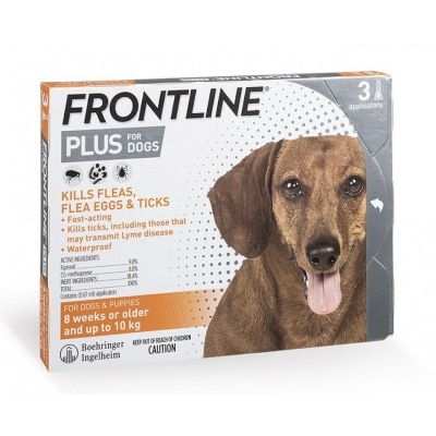 FRONTLINE - [行貨] Frontline Plus 10KG 以下 狗用殺蚤防牛蜱滴劑 *加強版 (0.67ml x 3)