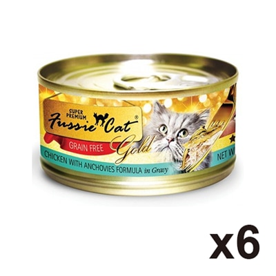 FUSSIE CAT [6罐頭] 金鑽 雞肉 鯷魚 純天然 肉汁 貓罐頭 (80g x6) 13303 CAC-6