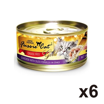 FUSSIE CAT [6罐裝] 金鑽 雞肉 鴨肉 純天然 肉汁 貓罐頭 (80g x6) 13305 CDC-6