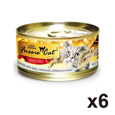 FUSSIE CAT 金鑽 雞肉白魚純天然貓罐頭 (80g x 6) 13302 CSC-6