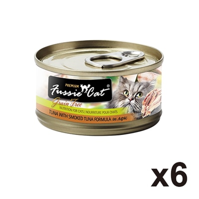 FUSSIE CAT 黑鑽 吞拿魚配煙燻吞拿魚純天然貓罐頭 (80g x 6) 13312 STC-6