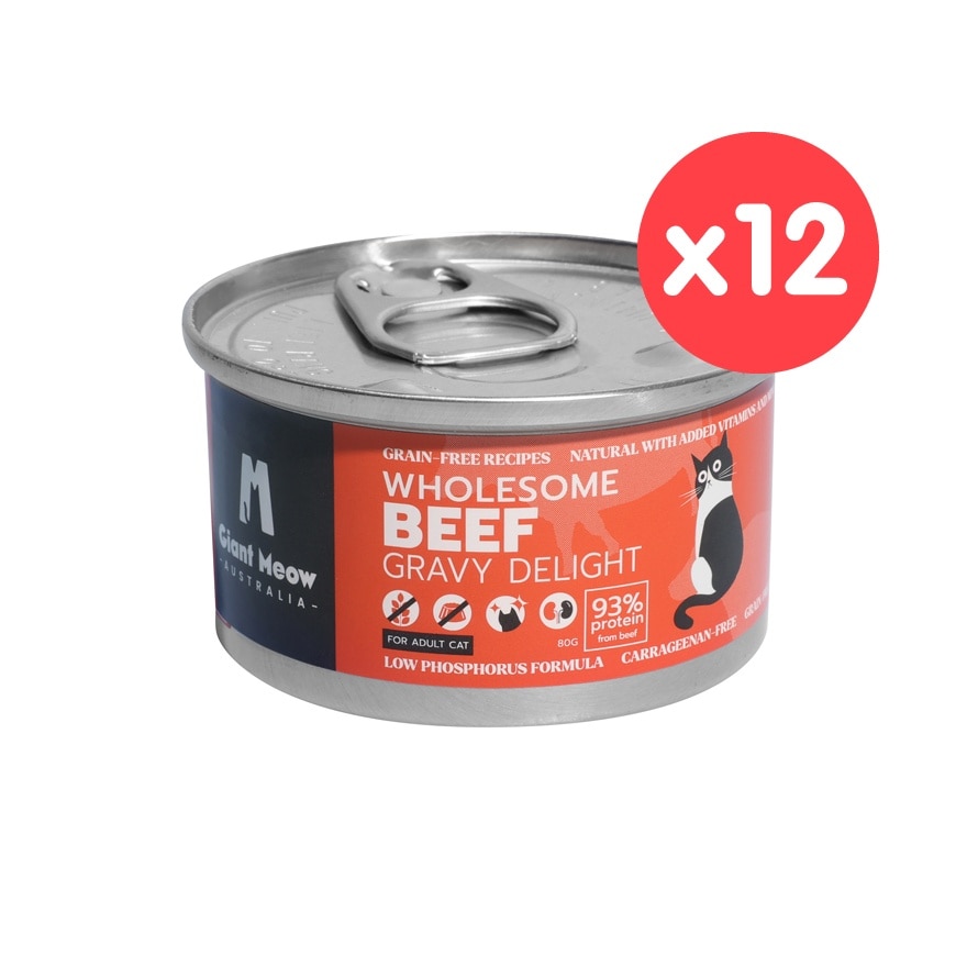 GIANT MEOW [12罐裝] 澳紐草飼牛肉主食罐(成貓營養配方) (80g x 12)