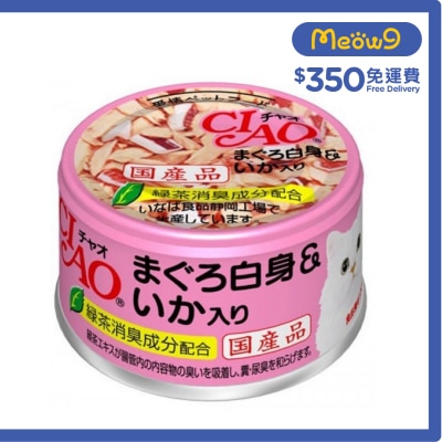 INABA CIAO White Tuna Meat with Squid (85g) Cat Can A03