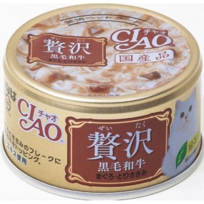 INABA 奢華-黑毛和牛 吞拿魚+雞肉(80g) 貓罐頭 A-146