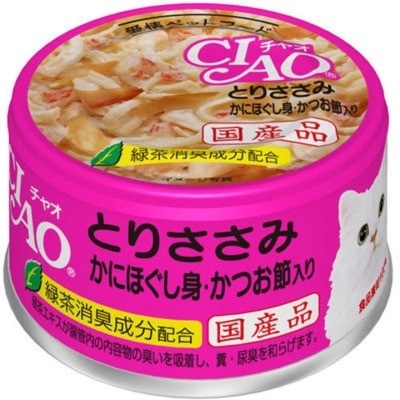 INABA CIAO - 雞肉 蟹柳棒 鰹魚節 (85g)貓罐頭 A-17
