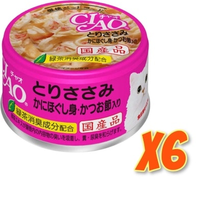 INABA CIAO - 雞肉 蟹柳棒 鰹魚節 (85gx6)貓罐頭 A-17x6