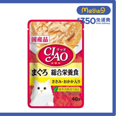 INABA CIAO 吞拿魚雞肉木魚片(綜合營養食)袋裝軟包貓濕糧 (40g) INABA IC-305