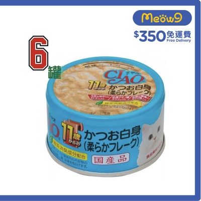 INABA 鰹魚*軟絲*(75gx6) 11+ 高齡貓罐頭 M-42x6