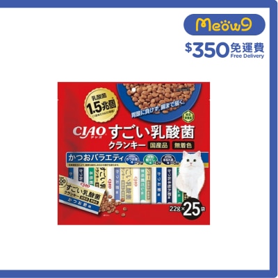 INABA CIAO-[勁量乳酸菌夾心乾糧] 鰹魚 PARTY (22g x25) P-262 貓乾糧