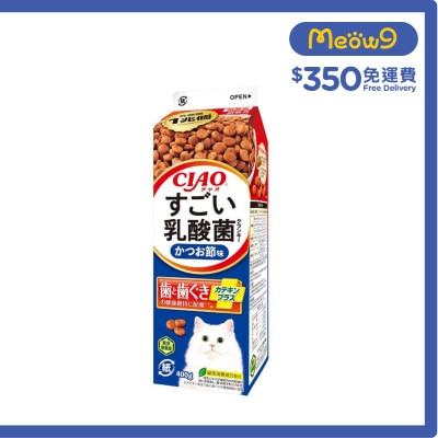 CIAO - 乳酸菌貓糧 維護牙齒健康 鰹魚味牛奶盒裝 400g (P-282)