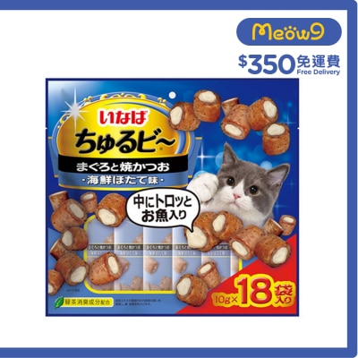 INABA  Tuna & Grilled Bonito Seafood Scallop Flavor (10g x18) Cat Snacks 626418
