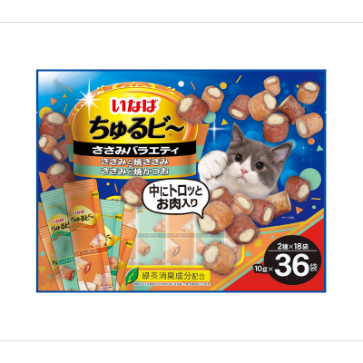 INABA Churubi- Tuna Party (Tuna+Bonito & Tuna+Chicken) (10g x36) QSC-288 Cat Snack