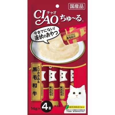 INABA - CIAO Churu Chicken & Kuroge Wagyu Beef Puree (14g x 4) Cat Snack SC-144