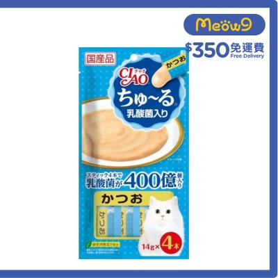 INABA CIAO 乳酸菌-鰹魚醬 肉泥餐包 ( (14g x 4) 貓小食SC-232