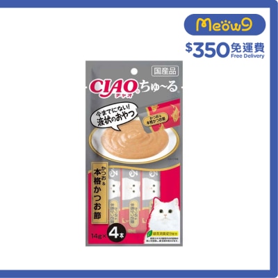 <CIAO 超奴> 鰹魚+鰹魚節 (14g x4) SC-246 貓小食 貓肉泥小食