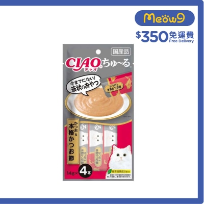 <CIAO 超奴> 鰹魚+鰹魚節 (14g x4) SC-246 貓小食 貓肉泥小食
