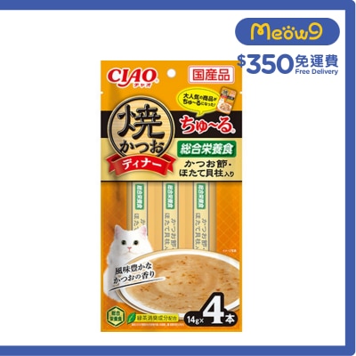 INABA Bonito Dinner Churu - Bonito Flakes & Scallop (14g x4) Cat Snack 478420
