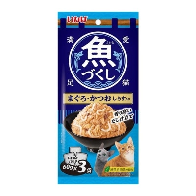 INABA - [魚盛] 吞拿魚+鰹魚(加白飯魚) 袋裝貓濕糧 (60g x3) TCR-172