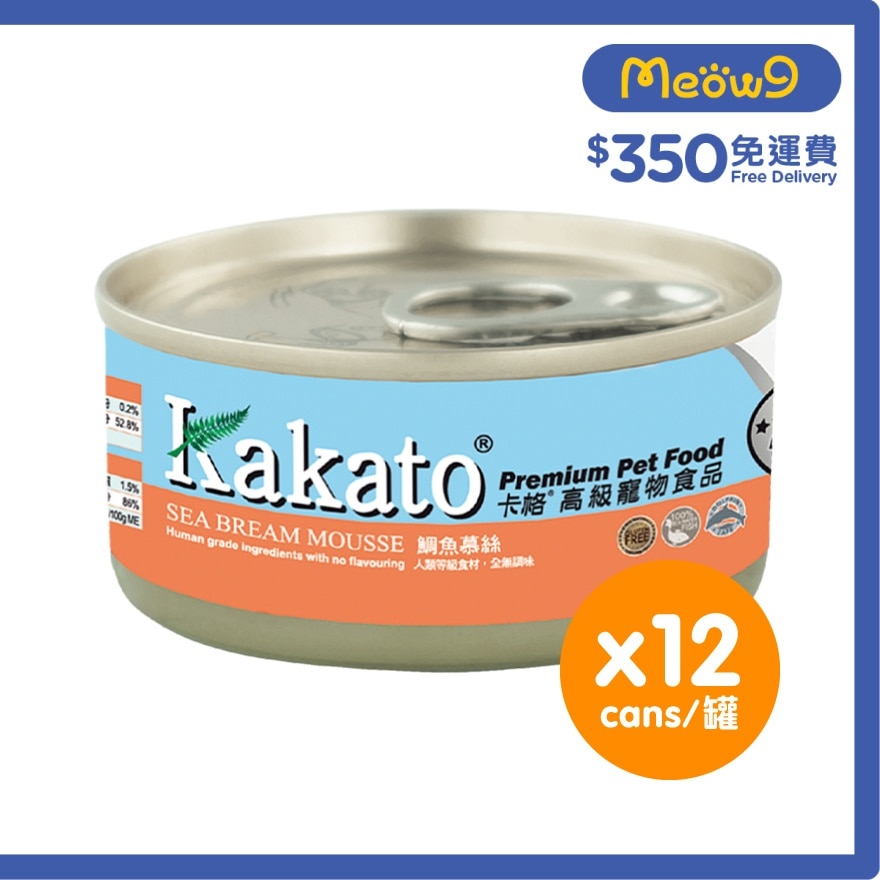 KAKATO [12罐裝]鯛魚慕絲(70gx12)貓犬適用 - KAKATO 貓狗鮮食罐