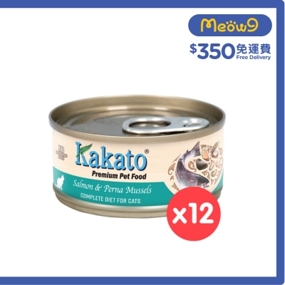 KAKATO KAKATO 全營養 全貓主食罐 三文魚、翡翠貽貝( 70g x12) image