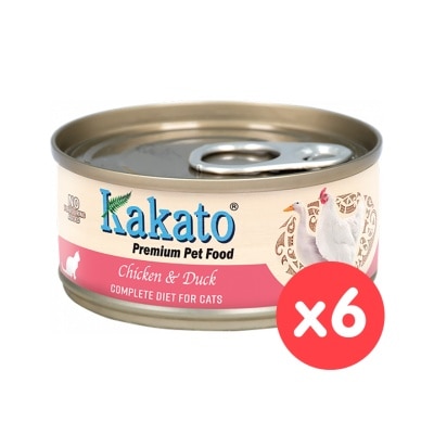 KAKATO 全營養系列 雞肉、鴨肉 主食貓罐頭 (70gx6)