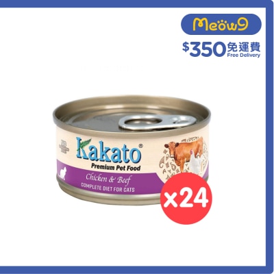 KAKATO 全營養系列- 雞肉、牛肉 主食貓罐頭 (70g x24)