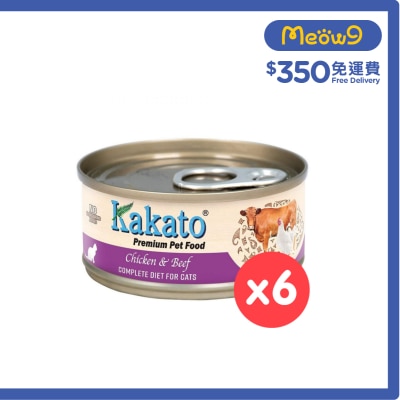 KAKATO 全營養系列 雞肉、牛肉 主食貓罐頭 (70g x6) image