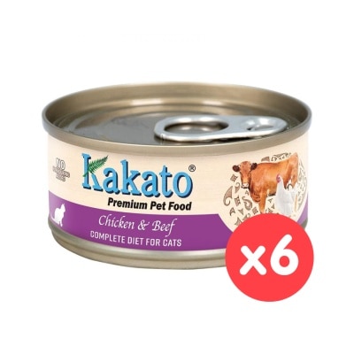KAKATO Premium Chicken & Beef Complete Diet Cat Can (70g x6)