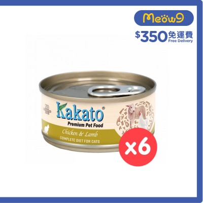 KAKATO Premium CHICKEN & LAMB Complete Diet Cat Can (70g x6) image