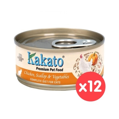 KAKATO Premium Chicken Scallop & VegetablesComplete Diet Cat Can (70gx12)