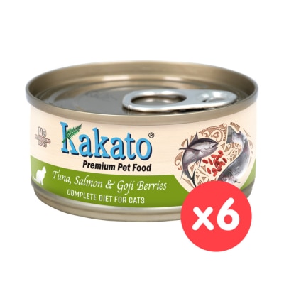KAKATO - KAKATO - 全營養 全貓主食罐 - 吞拿魚、三文魚和杞子 (70g x6)