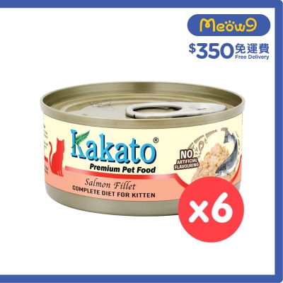 KAKATO [6罐裝] KAKATO - 全營養主食罐(三文魚) (70g x 6) 幼貓1-12個月及增重配方