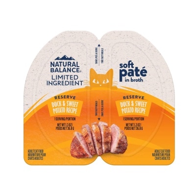 NATURAL BALANCE - Duck & Sweet Potato Soft Pate Split Cup Recipe (2.6oz) 00678
