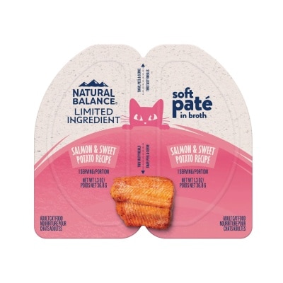 NATURAL BALANCE Salmon & Sweet Potato Soft Pate Split Cup Recipe (2.6oz) 00679