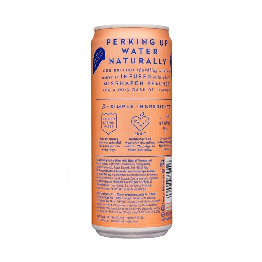 DASH Sparkling Water Peach Flavor