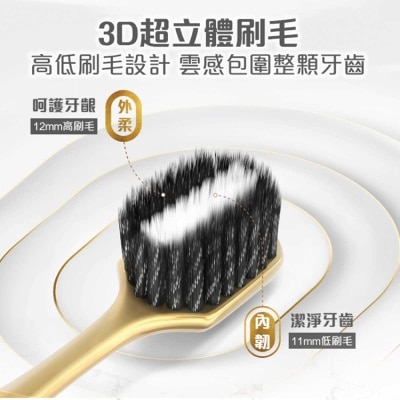 高露潔 寬柔3D螺旋炭美白 去漬清潔護齦 特寬頭快速潔齒抗菌質感牙刷 (纖細軟毛) (顏色隨機發送)