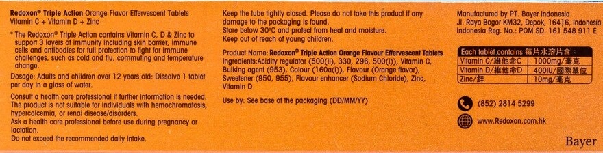 REDOXON Redoxon® Triple Actionorange Flavor Effervescent Tablets 30s