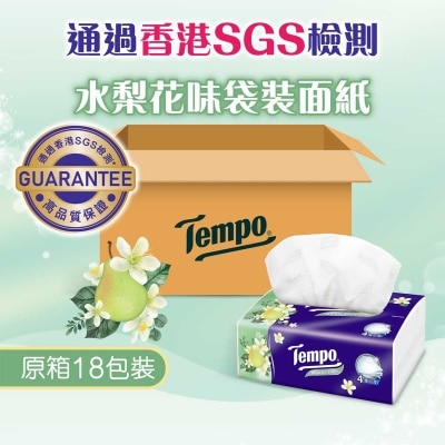 TEMPO得寶 - 四層水梨花味袋裝面紙 (原箱18盒)