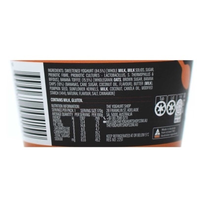 THE YOGHURT SHOP Banana Toffee Yogurt (chilled 0-4°c)